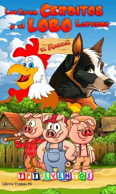 Cartel del espectáculo Los tres cerditos y el lobo Lorenzo - Clásico reinventado (Infantil)